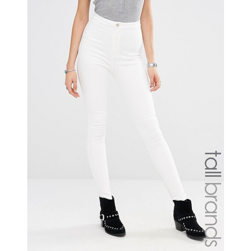 Missguided Tall - Skinny Jeans mit hohem Bund - Weiß
