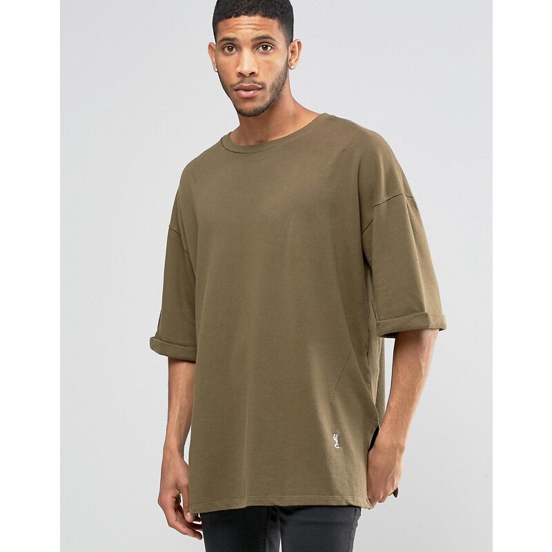 Religion - Sweatshirt mit 3/4-Ärmeln und Rundhalsausschnitt sowie tiefer Schulter - Grün