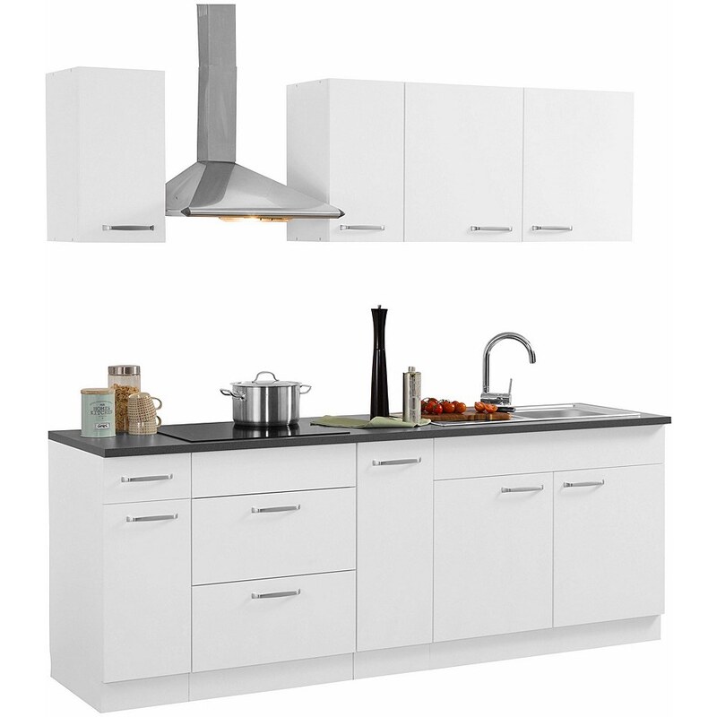 Küchen Küchenzeile mit E-Geräten, »Basel« Breite 220 cm