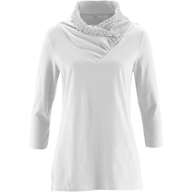 bpc bonprix collection 3/4-Arm-Shirt mit dekorativem Kragen in weiß für Damen von bonprix
