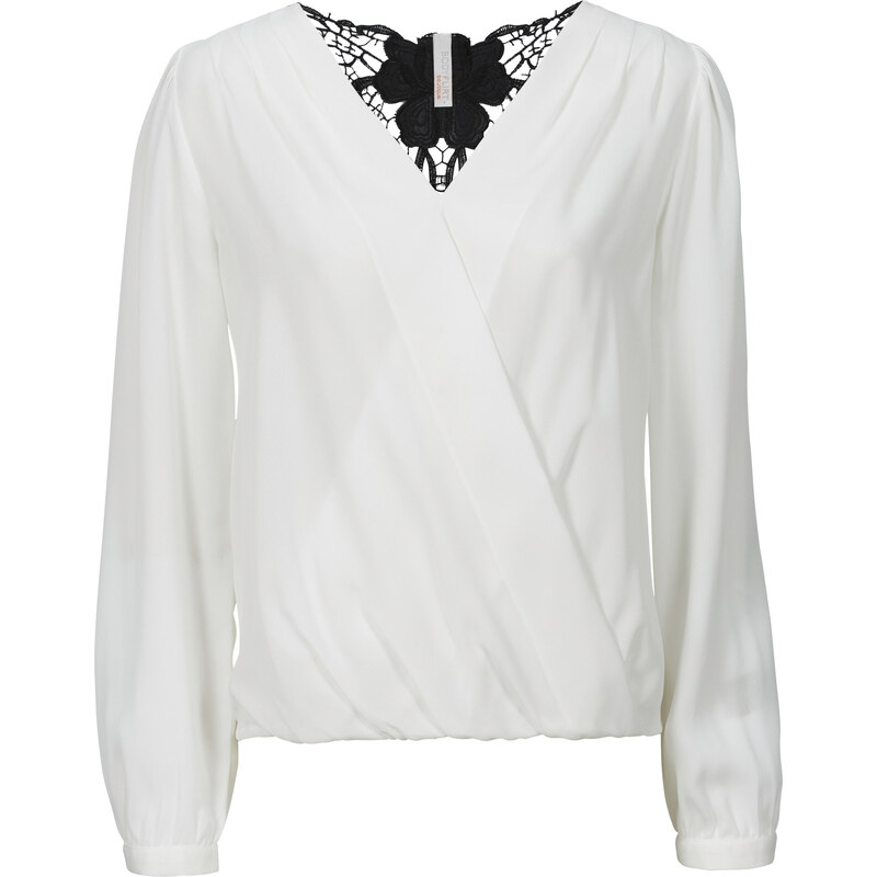 BODYFLIRT boutique Bluse mit Spitzeneinsatz in weiß von bonprix