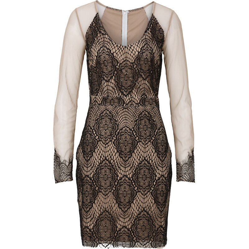 BODYFLIRT boutique Kleid mit Spitze in braun von bonprix