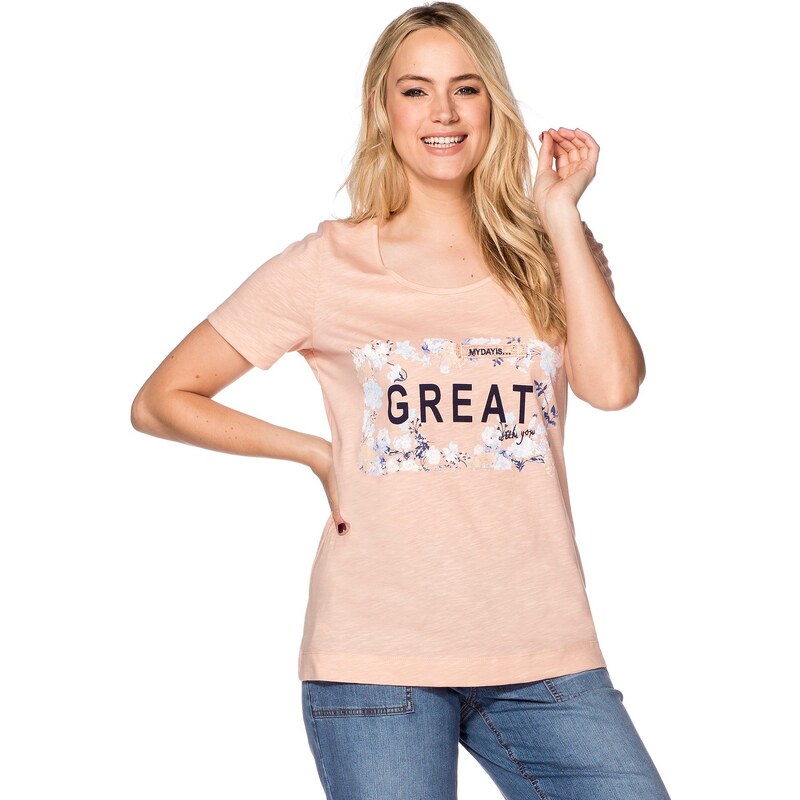 Große Größen: sheego Trend Shirt mit Blumendruck, rosé, Gr.40/42-56/58