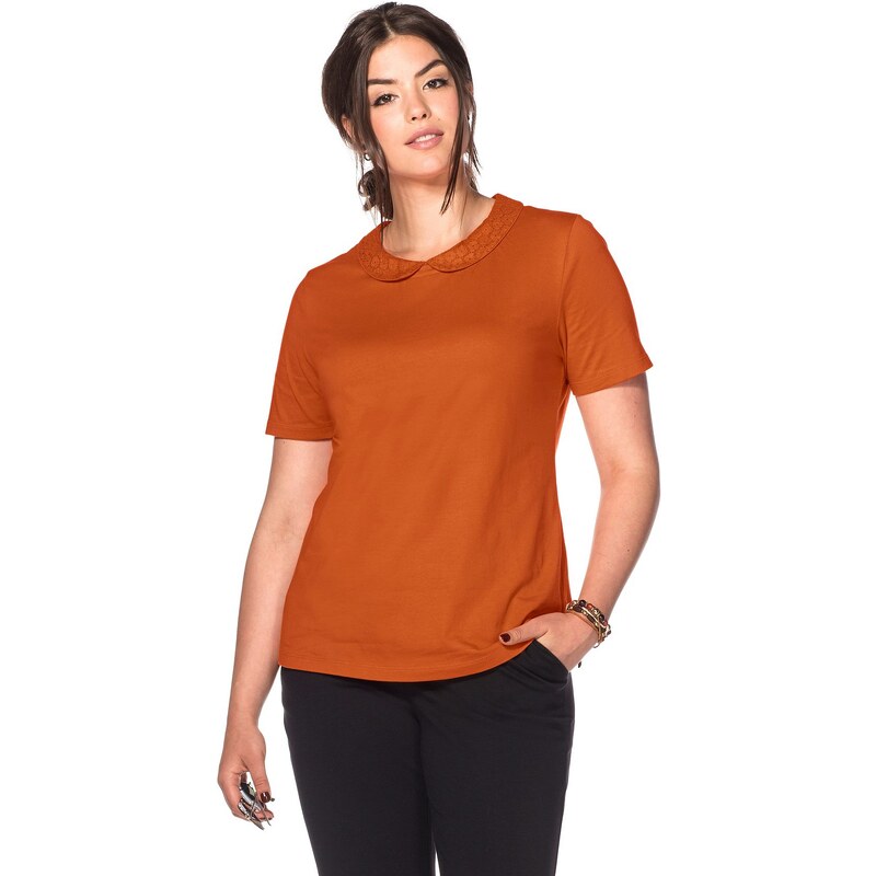 Große Größen: sheego Trend T-Shirt mit Bubikragen, kürbis, Gr.40/42-56/58