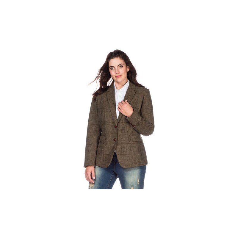 Damen Casual Tweed-Blazer mit Ellbogen-Patches SHEEGO CASUAL braun 40,42,44,46,48,50,52,54,56,58