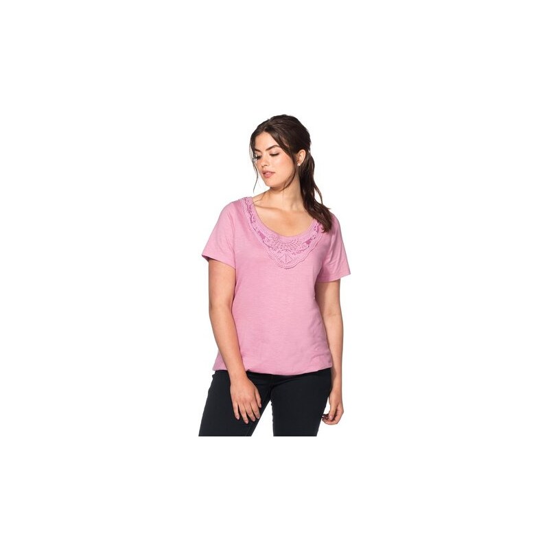 SHEEGO CASUAL Damen Casual T-Shirt mit Spitze rosa 40/42,44/46,48/50,52/54,56/58