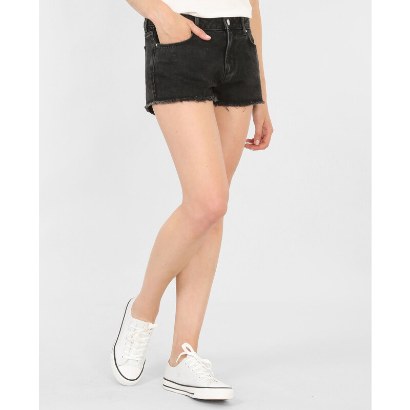 Ausgefranste Shorts mit hoher Taille Schwarz, Größe 34 -Pimkie- Mode für Damen