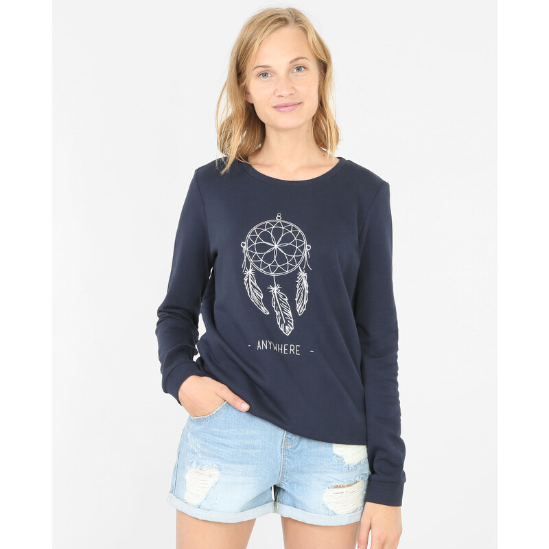 Besticktes Sweatshirt Blau, Größe M -Pimkie- Mode für Damen