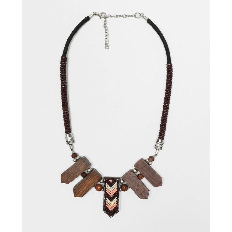 Halskette aus Holz und Perlen Kastanienbraun, Größe 00 -Pimkie- Mode für Damen