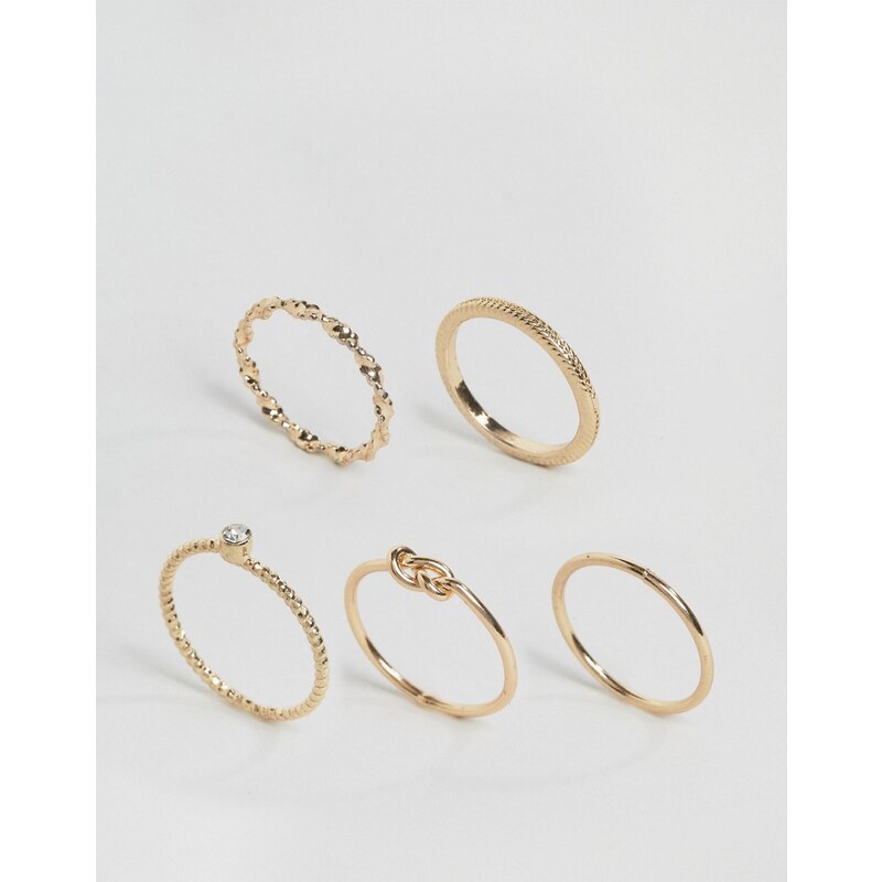 ASOS - Set aus 5 schlichten, schmalen Ringen - Gold