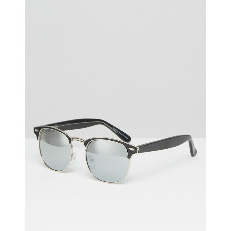 ASOS - Retro-Sonnenbrille mit verspiegelten Gläsern - Schwarz