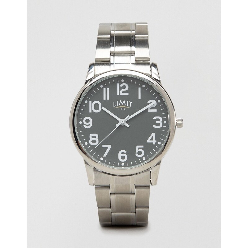 Limit - Silberfarbene Armbanduhr mit grauem Zifferblatt, exklusiv bei ASOS - Silber