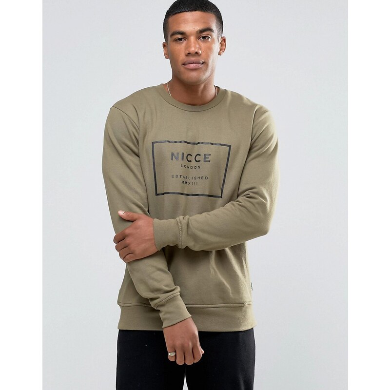 Nicce London - Sweatshirt mit gummiertem Box-Logo - Grün