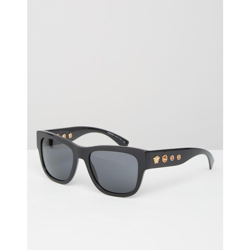 Versace - Eckige Sonnenbrille mit Seitendetails - Schwarz