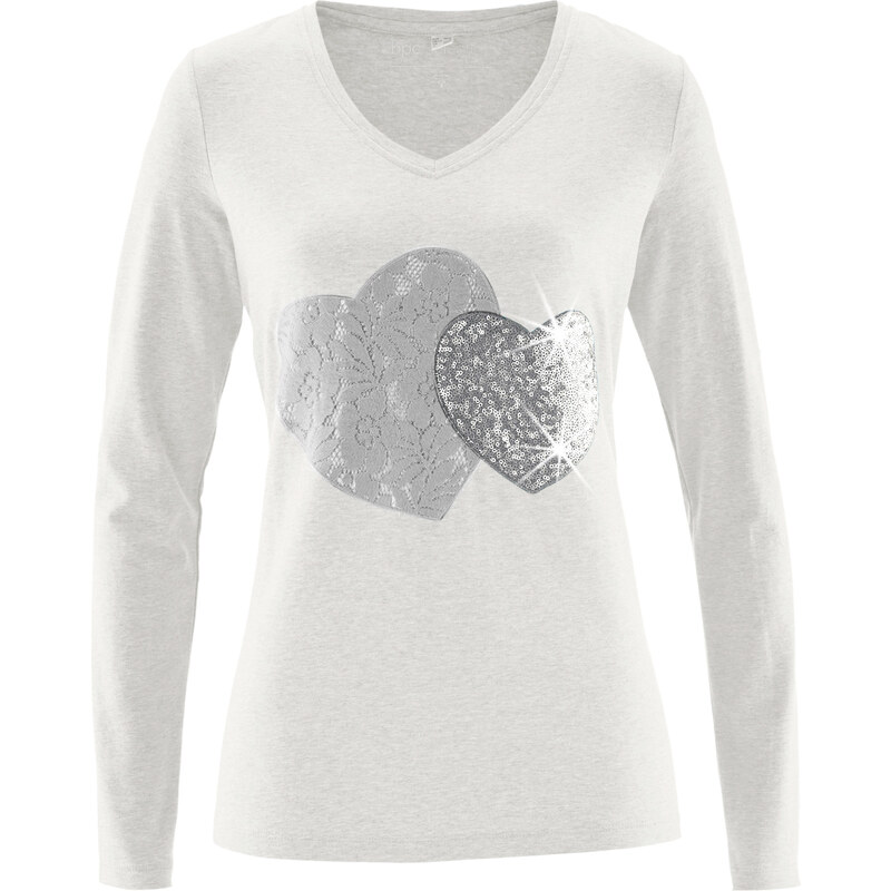bpc selection Langarmshirt mit Applikation in weiß für Damen von bonprix