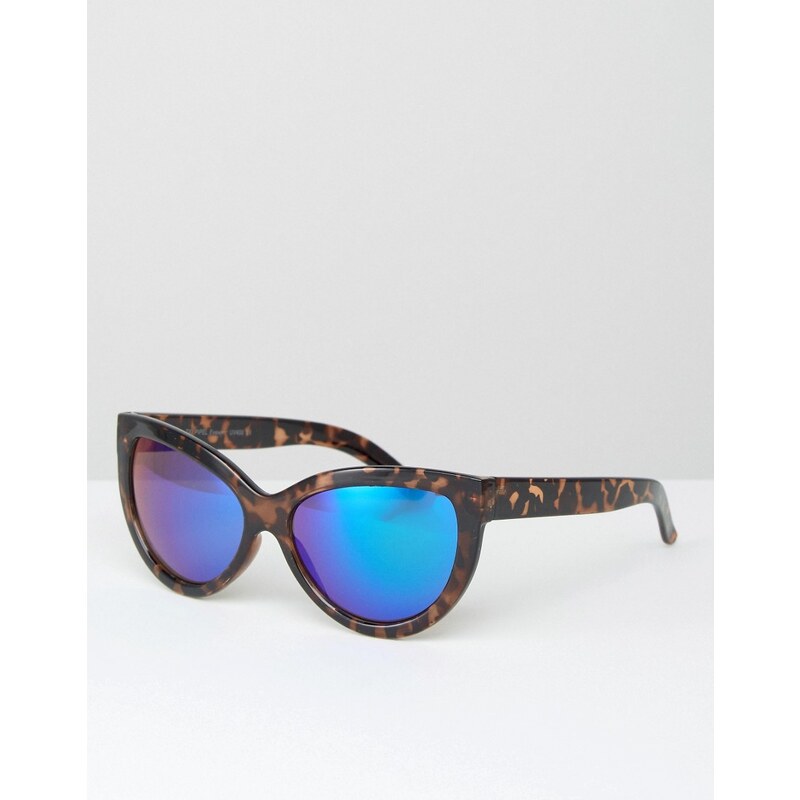 7X - Katzenaugen-Sonnenbrille mit blauen Gläsern - Braun