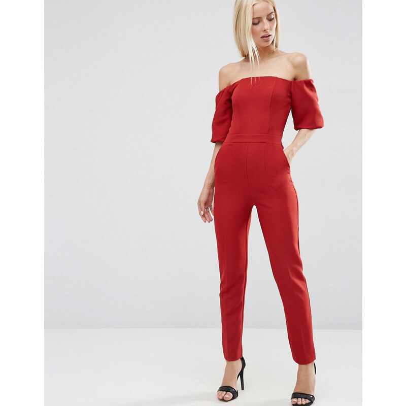 ASOS - Overall mit freier Schulter - Rot