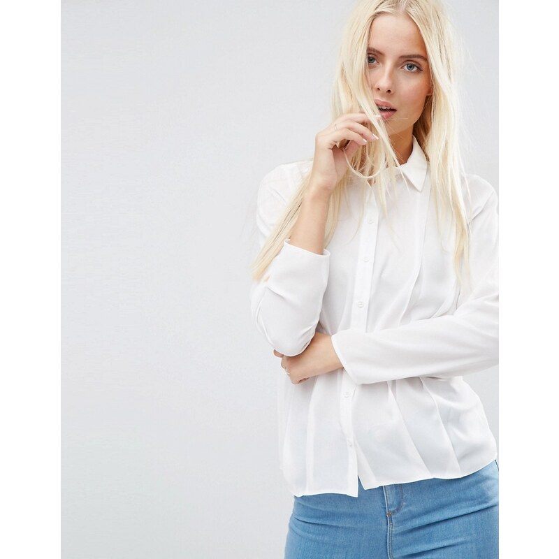 ASOS - Vorne plissierte Bluse - Weiß
