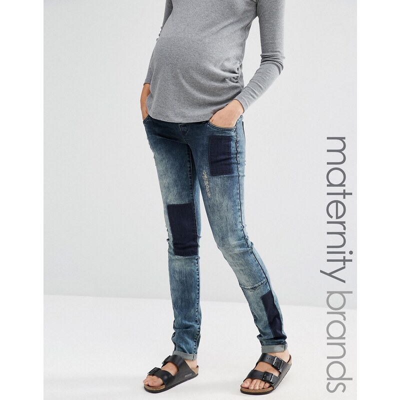 Mama.licious Mamalicious - Jeans mit Flickendesign - Blau
