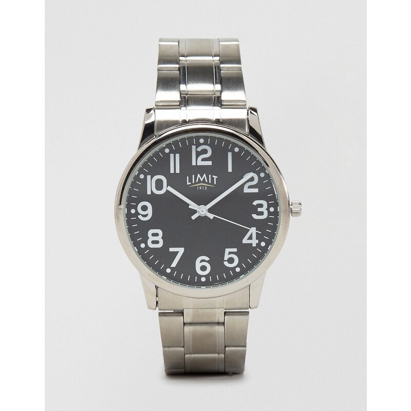 Limit - Silberfarbene Armbanduhr mit schwarzem Zifferblatt, exklusiv bei ASOS - Silber