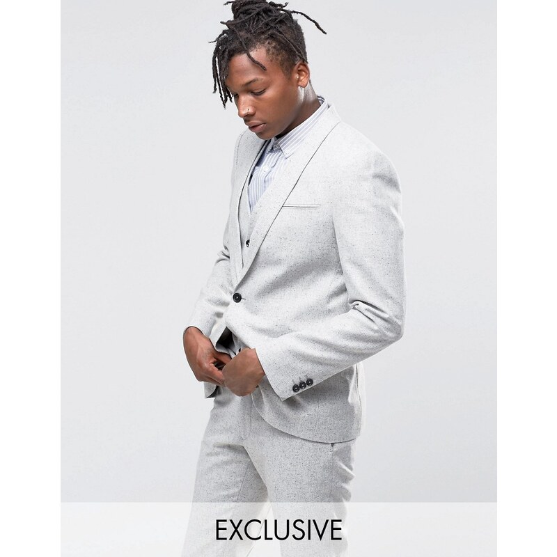 Noak - Superenge Anzugsjacke mit Schalkragen, gesprenkelt - Grau