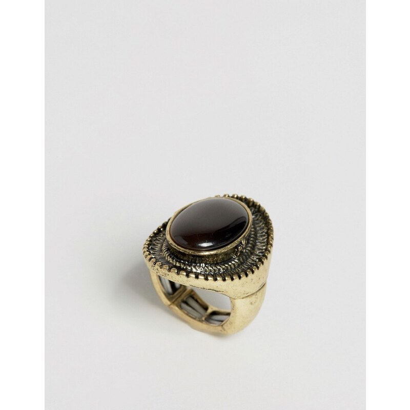 Nylon - Verstellbarer Cocktail-Ring mit Stein - Gold