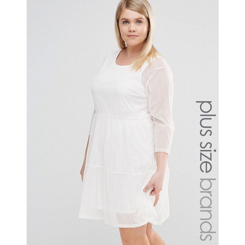 Pink Clove - Ausgestelltes Kleid mit gestuftem Rüschenbesatz - Weiß
