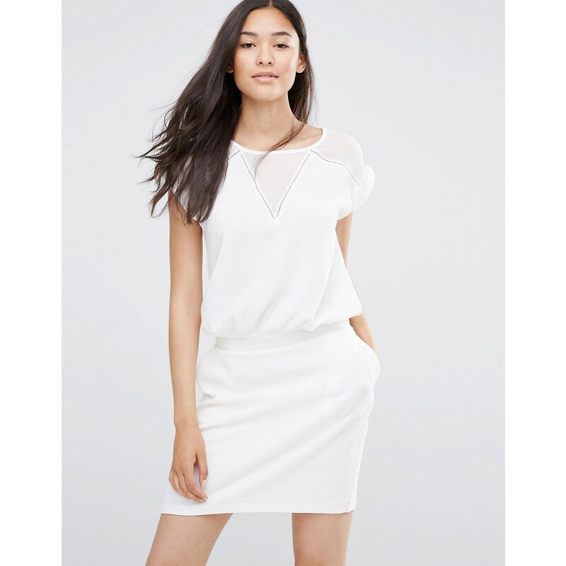 Soaked in Luxury - Weißes Kleid mit V-Einsatz - Weiß