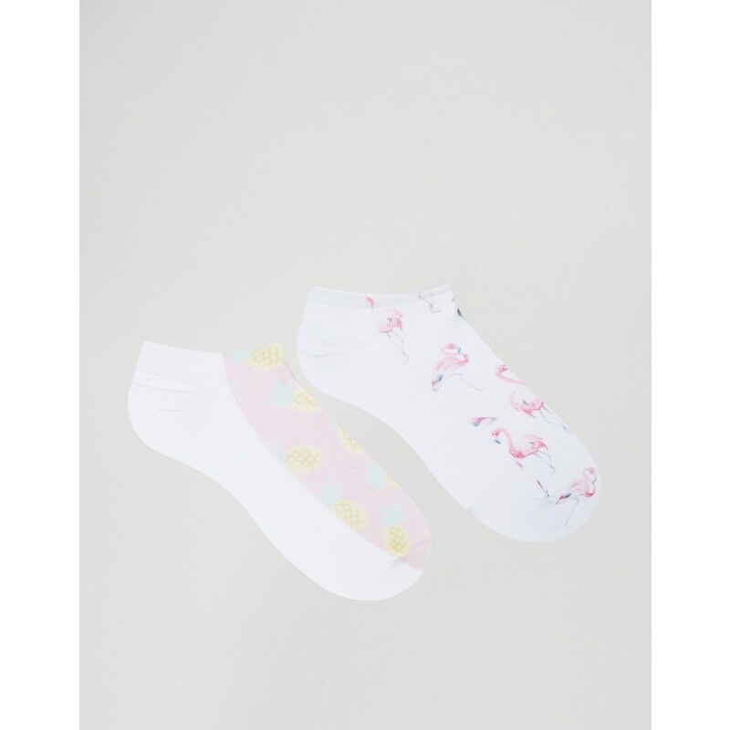 7X - Socken im 2er Pack mit Flamingo- und Ananasmuster - Mehrfarbig