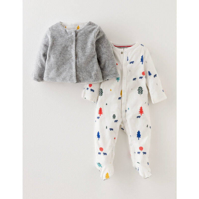Schlafanzug und Nicki-Jacke im Set Grau Baby Boden