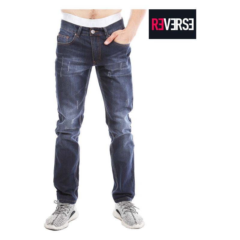 Re-Verse Dunkle Slim Fit-Jeans im Used-Look - 34