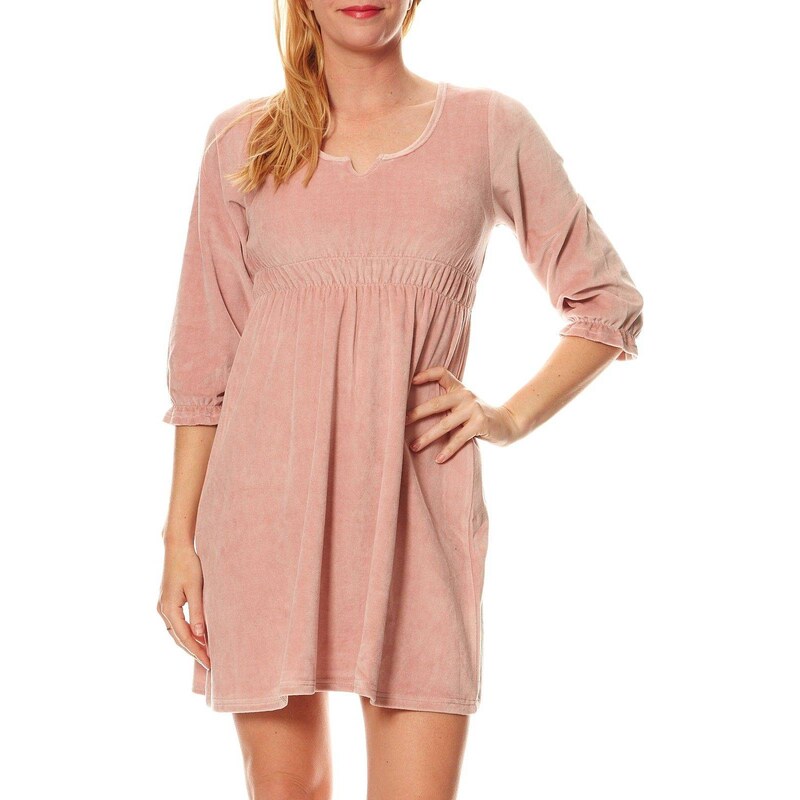 Daxon Kleid mit Pluder-Effekt - rosa