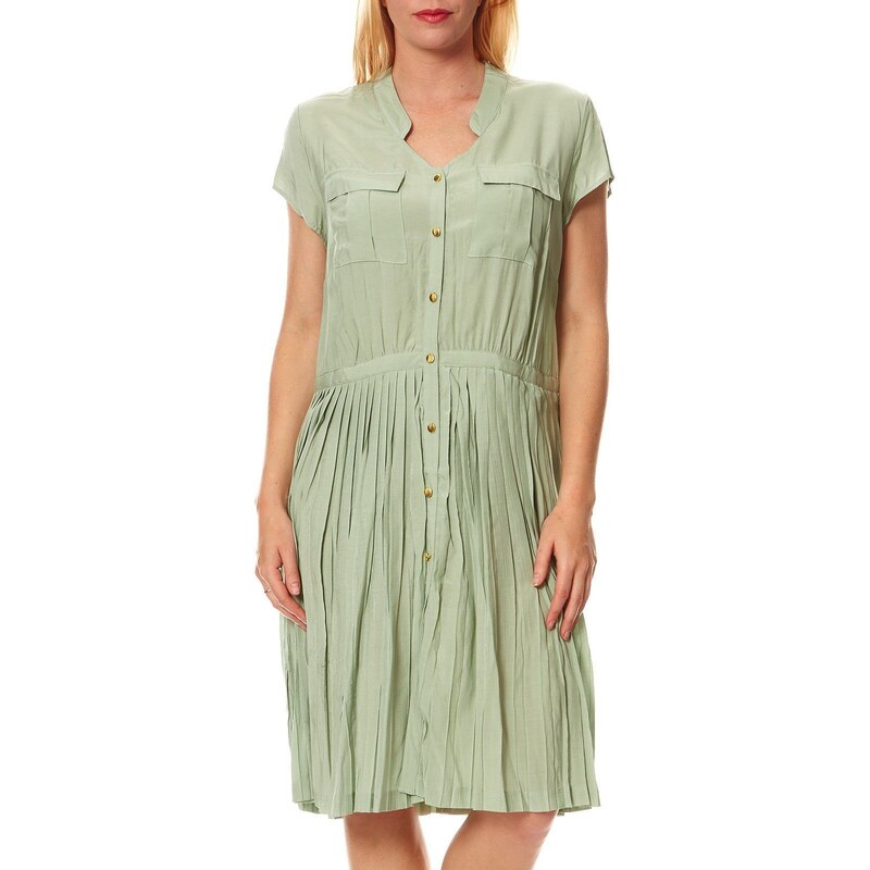 Daxon Kleid mit Hemdschnitt - hellgrün
