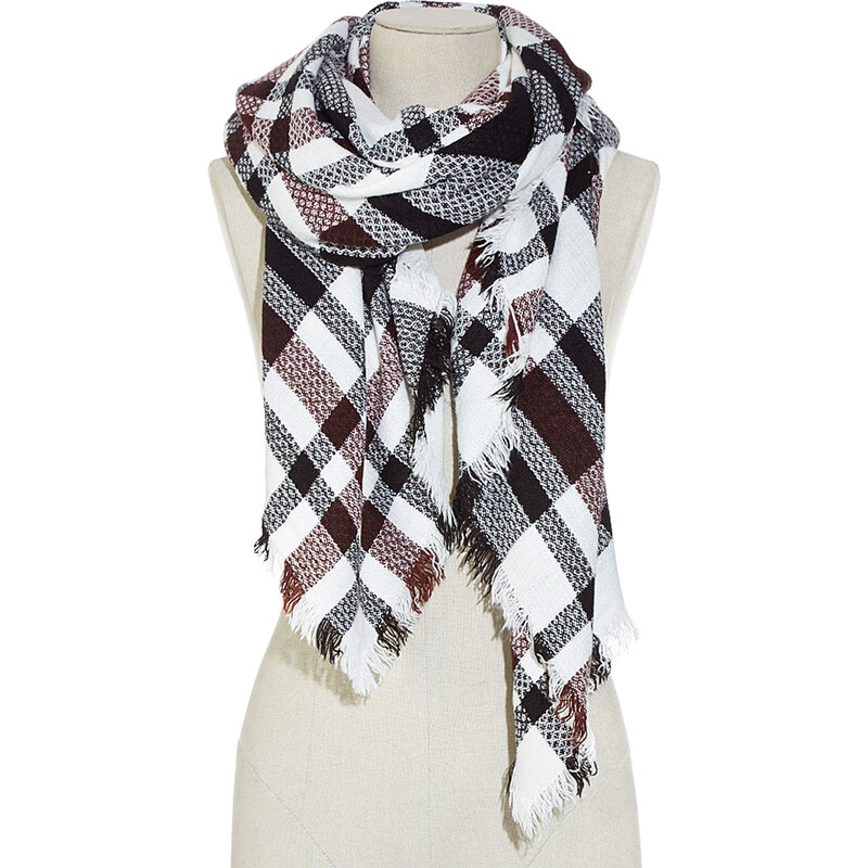 Maxi-Schal mit Karos Naturweiß, Größe 00 -Pimkie- Mode für Damen
