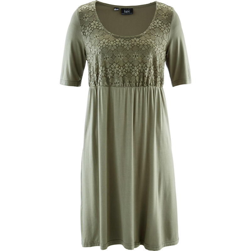 bpc bonprix collection Halbarm Jerseykleid mit Spitze/Sommerkleid in grün von bonprix
