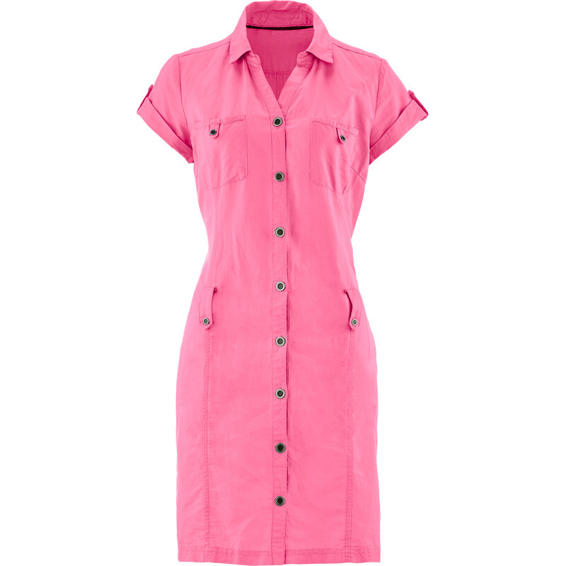 bpc bonprix collection Leinen-Kleid/Sommerkleid kurzer Arm in pink von bonprix