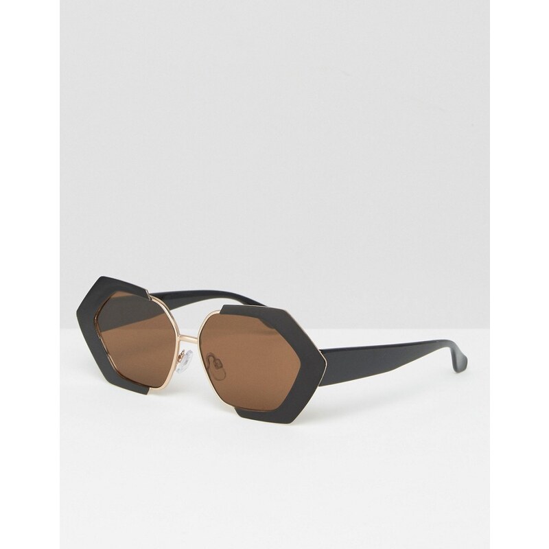ASOS - Übergroße Sonnenbrille im Stil der 70 Jahre mit eckigem Gestell - Schwarz