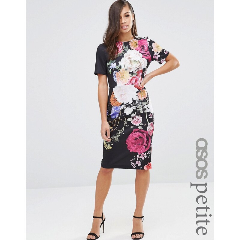 ASOS PETITE - T-Shirt-Kleid mit Blumenprint - Mehrfarbig