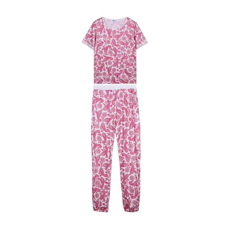 Lesara Pyjama mit Paisley-Print - Pink - S