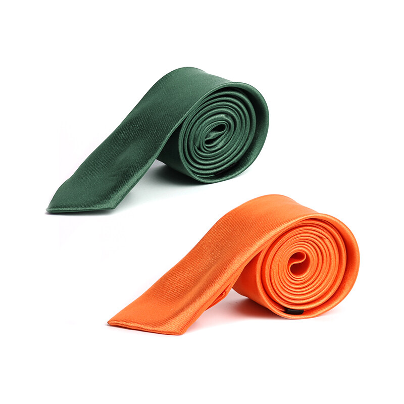 Lesara 2er-Set Krawatte in Satin-Optik - Grün und Orange