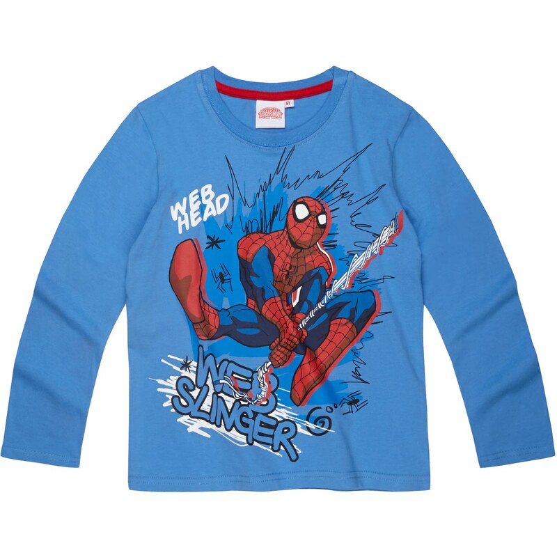 Spiderman Langarmshirt blau in Größe 104 für Jungen aus 100% Baumwolle