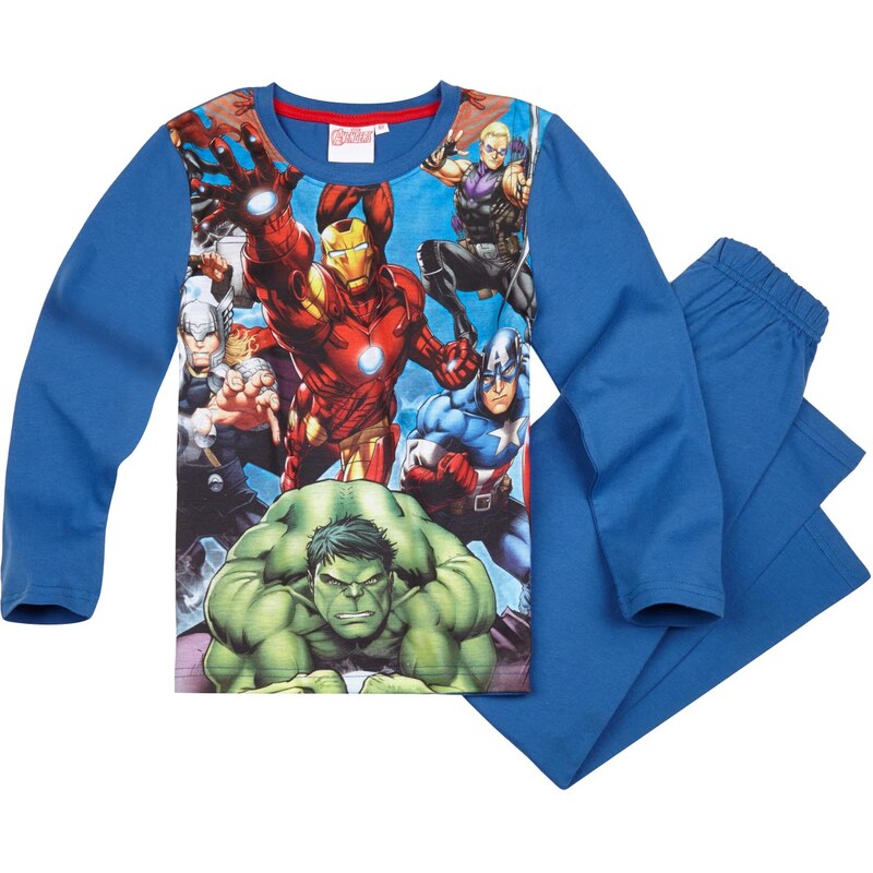 Avengers Assemble Pyjama blau in Größe 116 für Jungen aus Vorderseite: 100% Polyester 100% Baumwolle