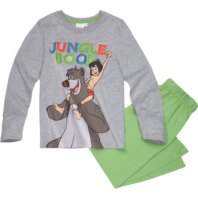 Disney Das Dschungelbuch Pyjama grün in Größe 98 für Jungen aus 100% Baumwolle Grau: 60% Baumwolle 40% Polyester