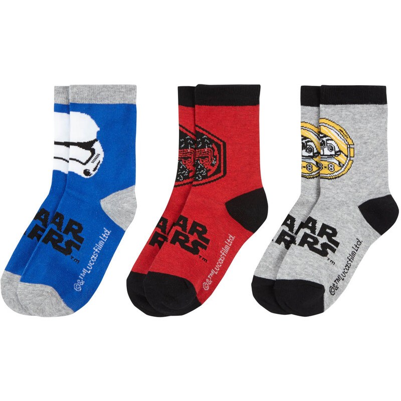Star Wars-The Clone Wars 3 er Pack Socken grau in Größe 23-26 für Jungen aus 65% Baumwolle 33% Polyester 2% Elasthan