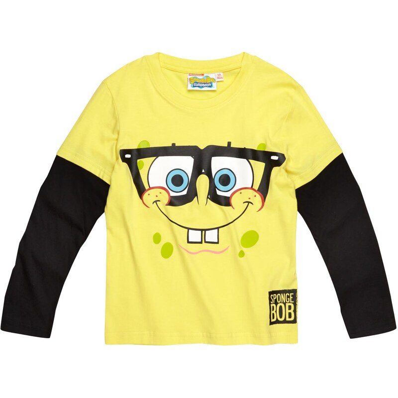 Sponge Bob Langarmshirt gelb in Größe 104 für Jungen aus 100% Baumwolle