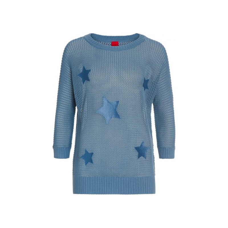 Livre Damen Pullover Sweatshirt körperbetont blau aus Baumwolle