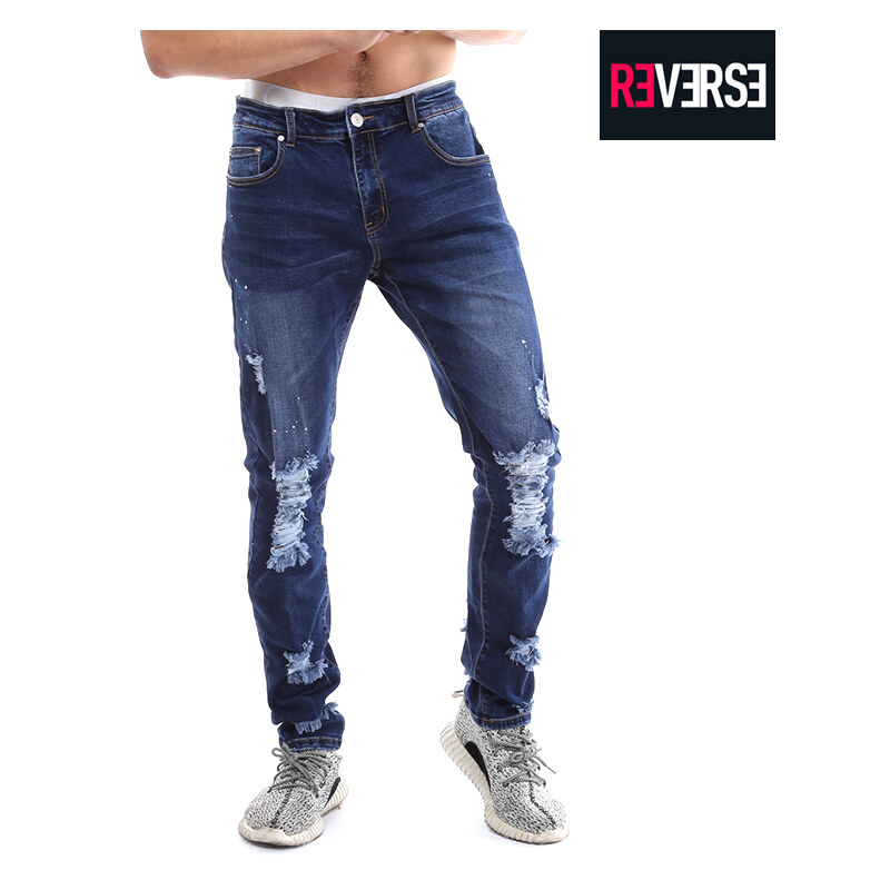 Re-Verse Slim Fit-Jeans im Destroyed-Look - W31-L32