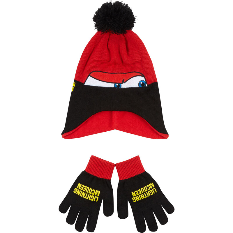 Disney Cars 2 tlg Set bestehend aus: Mütze und Handschuhe rot in Größe 52 für Jungen aus 100% Polyacryl