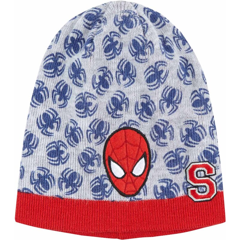 Spiderman Mütze grau in Größe 52 für Jungen aus 100% Polyester 100% Polyacryl