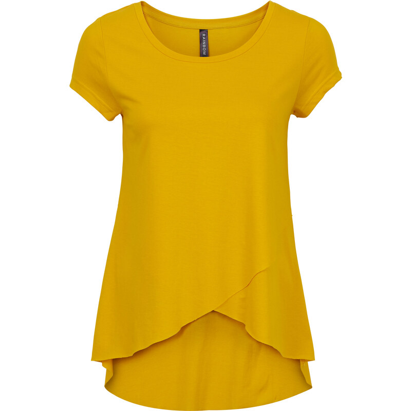 RAINBOW Shirt mit doppellagigem Vorderteil kurzer Arm in gelb für Damen von bonprix